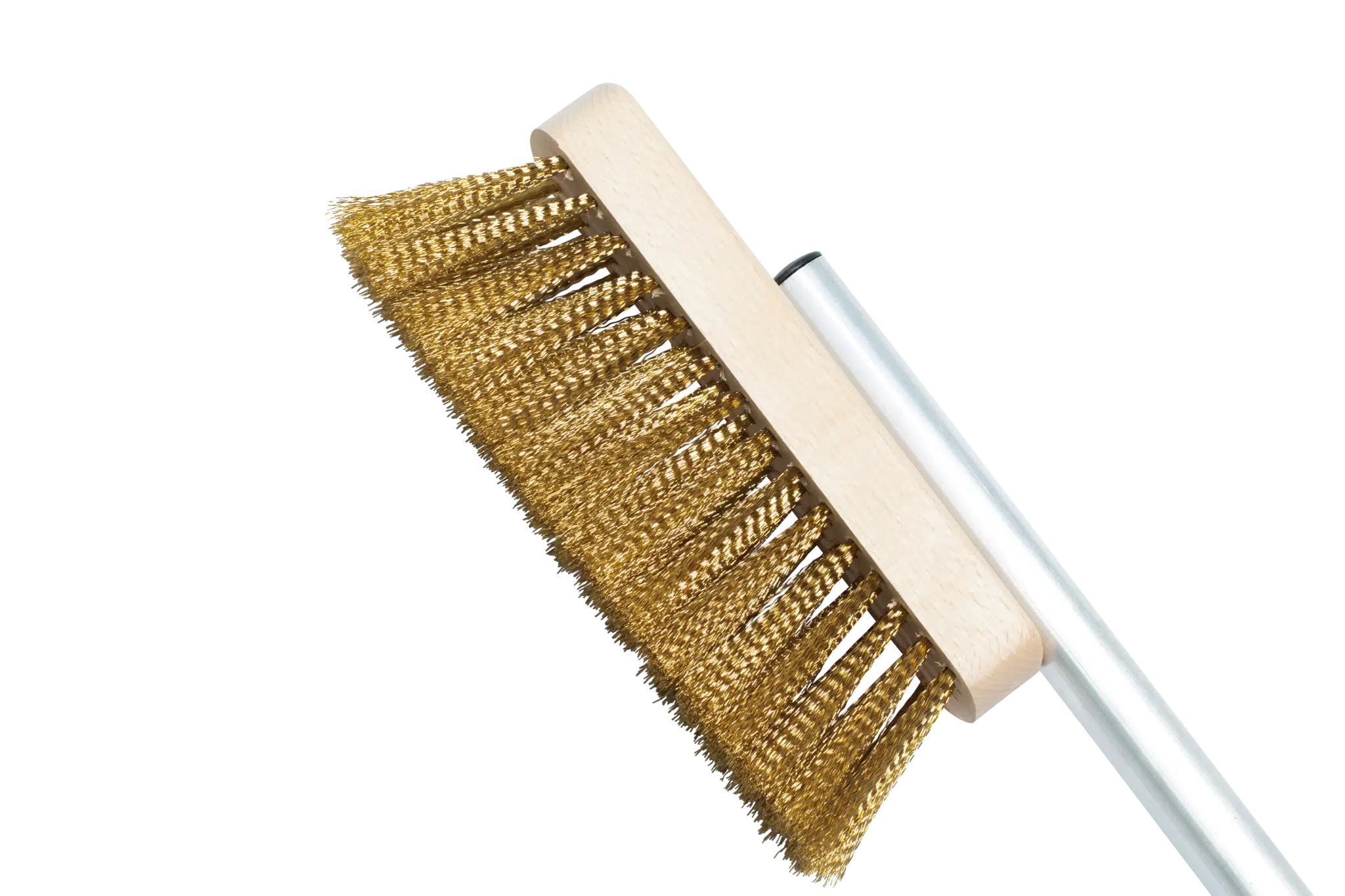 Short Handled Brass Pizza Oven Brush Side Short View